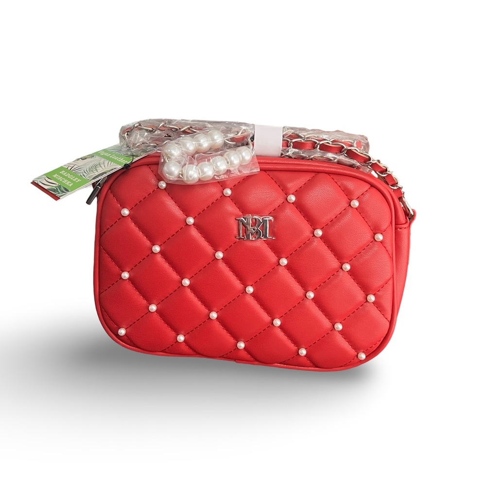 Badgley Mischka Diamond Quilted RED Camera Purse NWT NIP